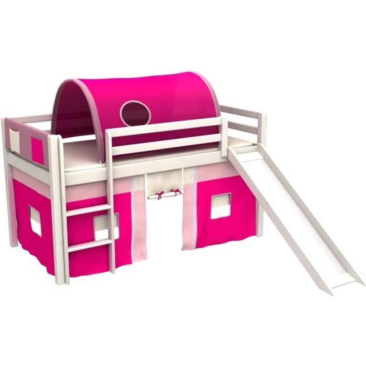 Lit Enfant Avec Toboggan Igloo Sommier Matelas Et Rideaux Achat Vente Lit Mezzanine Lit Enfant Avec Toboggan Ig Cdiscount