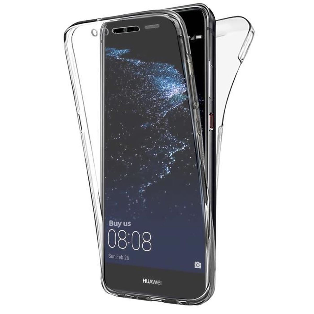 moex Funda de silicona compatible con Huawei P10 Lite | + Juego de vidrio blindado [360 grados] Película protectora de vidrio con cubierta trasera compatible con Huawei P 10 Lite Funda