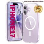 WENZYLIQUOX Coque iPhone 17 aimantée MagSafe,verre trempé,protège-caméra,antichoc TPU bumper,transparent,anti-jaunissement,Hard PC Back