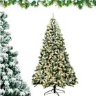 Sapin de Noël LED Artificiel 225cm COSTWAY-550 Lumières Blanc Chaud-1364 Rameaux PVC Floqué-Support Métal Pliable-Décoration de