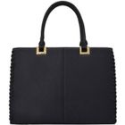 CRAZYCHIC - Grand Sac Main Cabas Femme - Sac Cours Lycéenne Etudiante - Fourre-Tout Tote Format A4 Cuir - Epaule Bandoulière - Noir