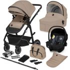 Poussette combinée 3en1 LIONELO Bianka -Jusqu'à 22Kg - Pack poussette, nacelle, siège auto, sac et accessoires - Beige