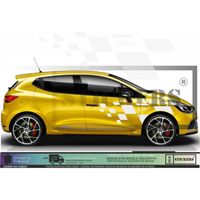 Renault Racing RS sport damiers latérales - BLANC - Kit Complet  - Tuning Sticker Autocollant Graphic Decals
