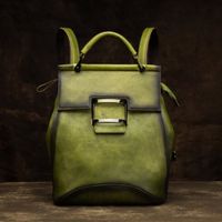 23cm-12cm-29cm - Vert - sac à dos Vintage de haute qualité pour femmes, de luxe en cuir véritable, grande cap