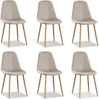 Lot de 6 chaises scandinaves tissu beige - Ela - DESIGNETSAMAISON