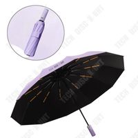 TD® Parapluie pliant automatique Diamètre 105cm Protection solaire en caoutchouc noir Efficace contre le vent Parapluie parasol
