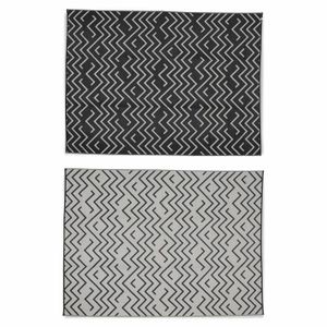TAPIS D’EXTÉRIEUR Tapis d’extérieur 270x360cm SYDNEY - Rectangulaire. motif vagues noir / beige. jacquard. réversible. indoor / outdoor