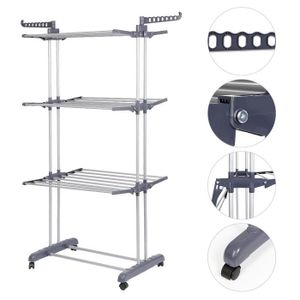 Etendoir A Linge 3 Niveaux Pliable Et Amovible 82 X 13 X 142 Cm Achat Vente Fil A Linge Etendoir Cdiscount