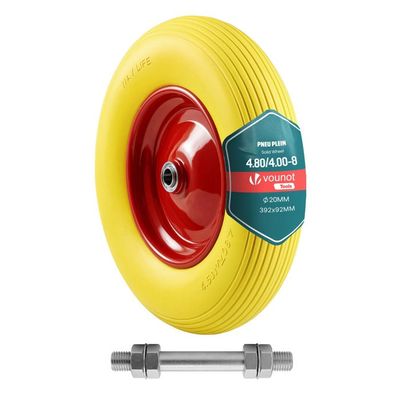 Relaxdays Roue De Brouette 3.50-6 Increvable – Caoutchouc PU, Jante PP Rouge/Noir, Charge 100 Kg