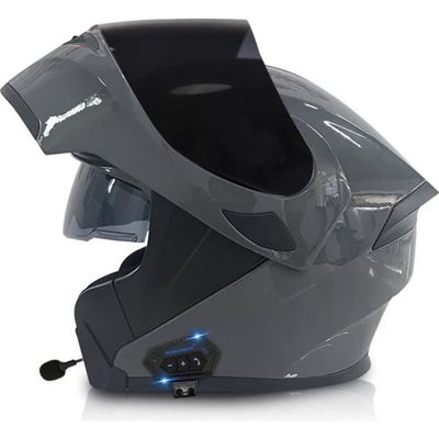 RUMOCOVO® Casque de Moto Modulable Bluetooth Intégré, Casque Moto Homme et Femme Adultes, Casques Modulables Moto Double Visière