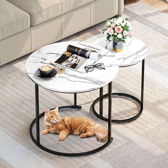 Table Basse Relevable Avec LED Et Tiroirs - Design Moderne Brillant 60x60x45 Cm - Pour Salon Ou Bureau