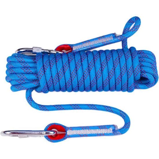 Corde Statique D'escalade Polyester Diamètre 16 Mm – Longueurs 1 à 100 M, Charge 950 Kg, Avec 2 Crochets Acier | Pour Randonnée, Arbres, Travaux