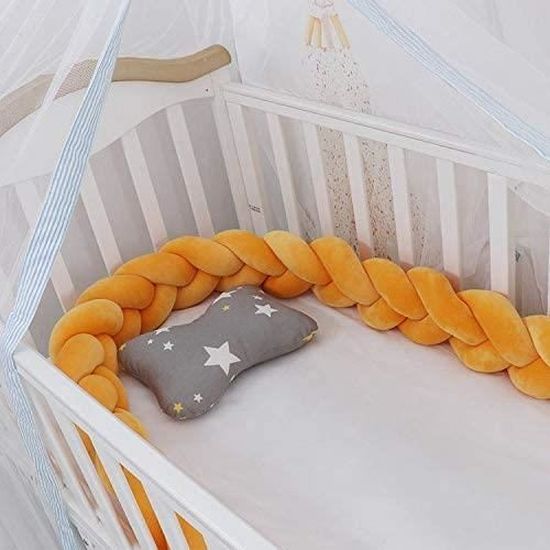 HOMDO Tour de Lit 3 Tissage 1m/2m/3m/4m Coussin Serpent Coussin Tressé Pare-chocs Velours Protection lit Bumper Pépinière 100% Fait à Main Doux et Souple pour Les Nouveau-Nés Lit Chambre Décor 