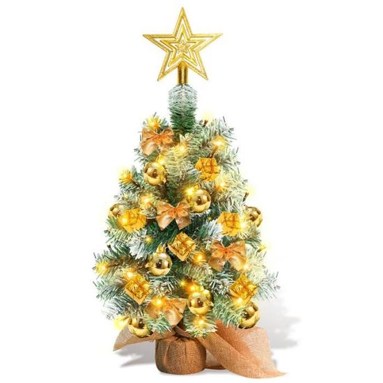 Sapin De Noël Artificiel Mini 40cm Avec Décorations Et Guirlande LED - Décoration De Table, Appartement - Prêt à Utiliser - 2