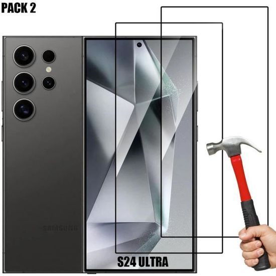 Verre Trempé Intégral pour Samsung Galaxy S24 Ultra, Pack de 2 Vitres Noir AntiRayures