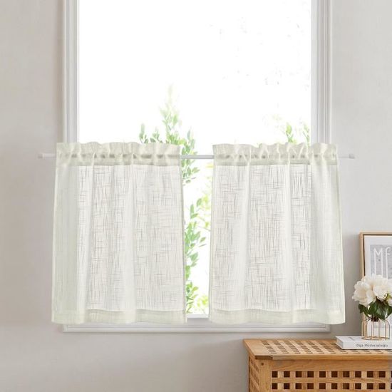 Rideau De Cuisine Court En Voile Transparent - 140 X 80 Cm - Polyester, Lavable Machine - Style Moderne Et épuré - 8