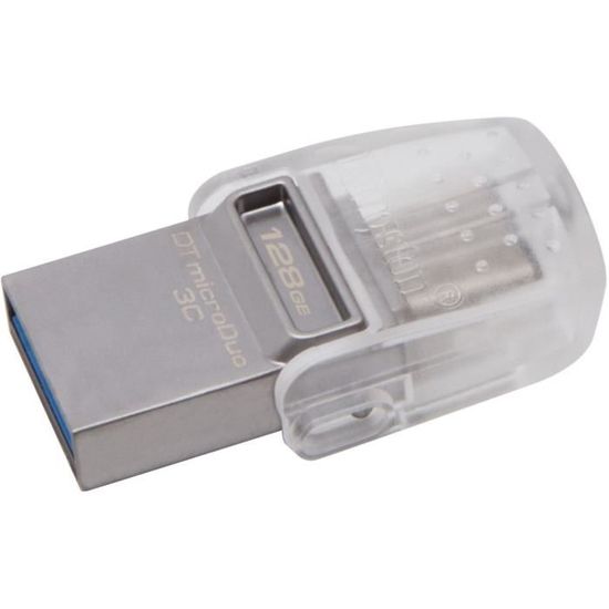 Clé USB - KINGSTON - DataTraveler microDuo 3C - 128Go - USB 3.0/3.1 et Type-C