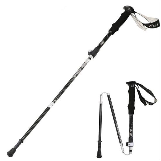 Bâton De Marche Pliable En Alliage Aluminium 7075 – Hauteur Réglable 110-125 Cm – Poignée Ergonomique – Pour Randonnée, Camping