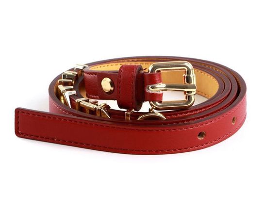 Valentino Emma Winter Belt Cintura Donna Rosso - Accorciabile, Larghezza 95 Cm, Con Logo Oro Spostabile
