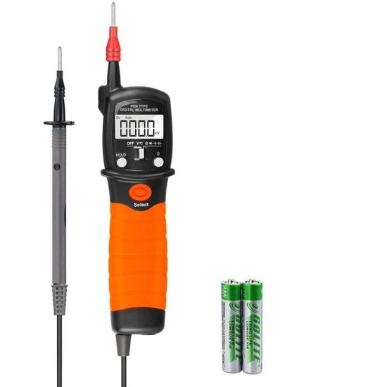 Multimètre Numérique Stylo - Testeur De Tension Compact 13.9 Cm - Orange Avec Fils De Test