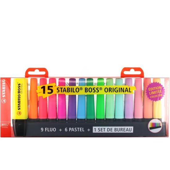 STABILO BOSS ORIGINAL - Set de bureau de 23 surligneurs - couleurs  assorties Pas Cher