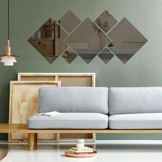 DRERIO 6 Pièces Miroirs Mural Rectangulaire - 40 X 10 Cm