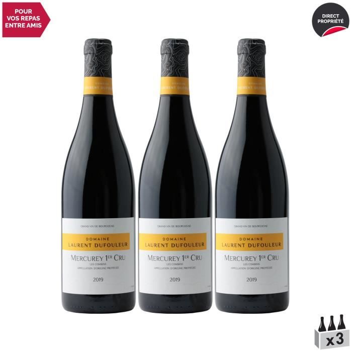 Mercurey 1er cru Les Combins Rouge 2019 - Lot de 3x75cl - domaine-laurent-dufouleur - Vin AOC Rouge de Bourgogne