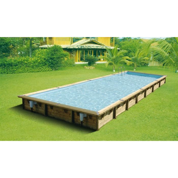 UBBINK Piscine bois Linéa 500x1100 H140cm - Liner Beige - Semi enterrée ou enterrée - Garantie 15 ans