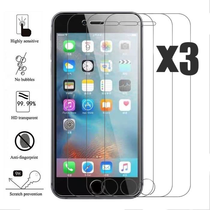 Bien Woshite 3 pièces 4.7'' iPhone 6 / 6s / 7 / 8 Film protecteur en verre trempé HD Haute Transparence
