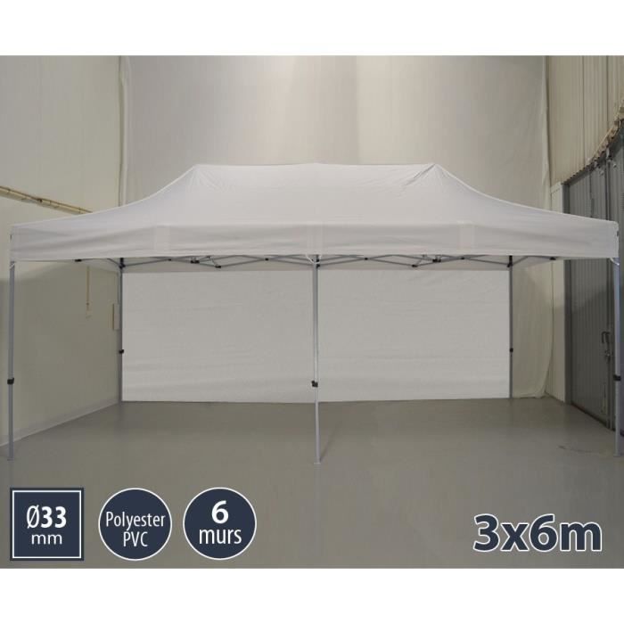 TENTE BARNUM PLIANT 3X6 BLANC SEMI-PRO + 6 MURS