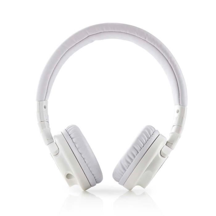 Casque audio filaire pliable avec câble amovible de 1.20m Blanc