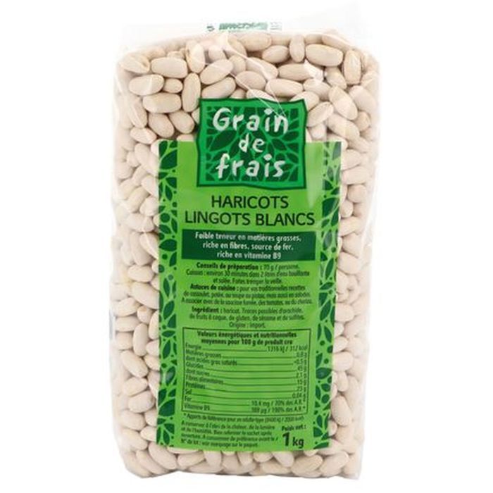 Haricot lingot blanc - Grain de Frais - paquet de 1kg