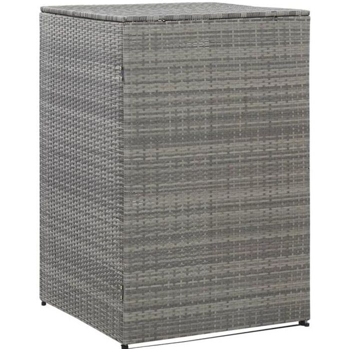 Abri de poubelle Abri pour poubelle Cache-poubelle Jardin Cache-conteneurs à déchets simple Anthracite 76x78x120 cm Résine tressée