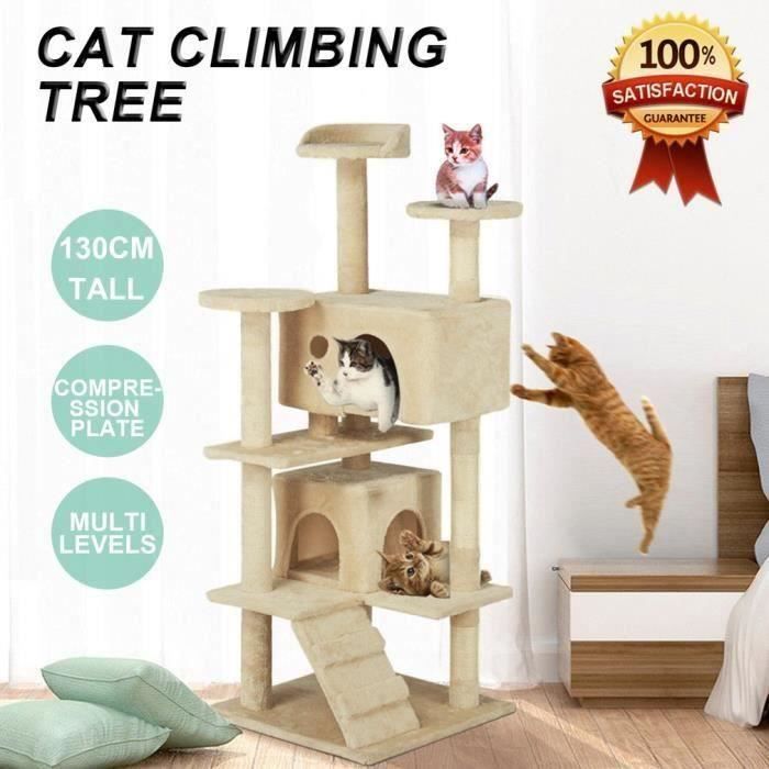 KIN Arbre à chat Multifonction 130cm 6 couches avec niche luxe jouet pour chat