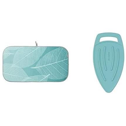 Brabantia Nappe de repassage, 60x120 - Vert menthe & 105401 Support fer à vapeur mobile en silicone, Mint, Autre, 28,5 x 170