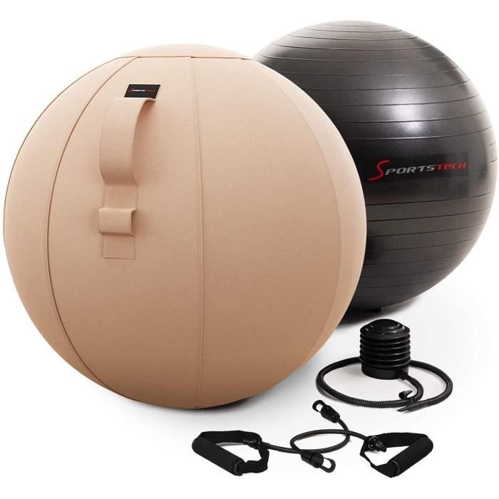 Sportstech Balle d'exercices Fitness 65cm - Home & Office - Pilates, Yoga, Grossesse & Gym à Domicile - Ballon Fitness - Chaise d'éq