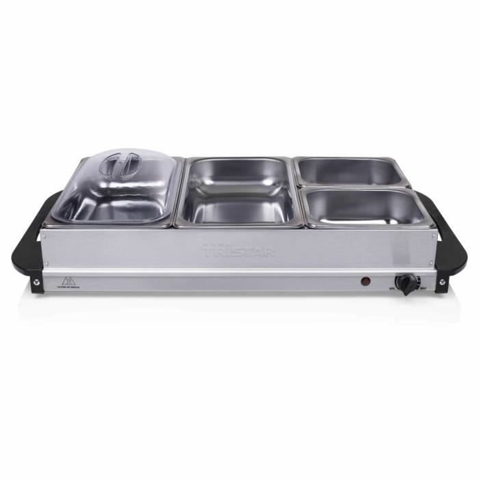 Chauffe-plat pour buffet 300 W 6,8 L Acier inoxydable Argenté Luxueux #97161