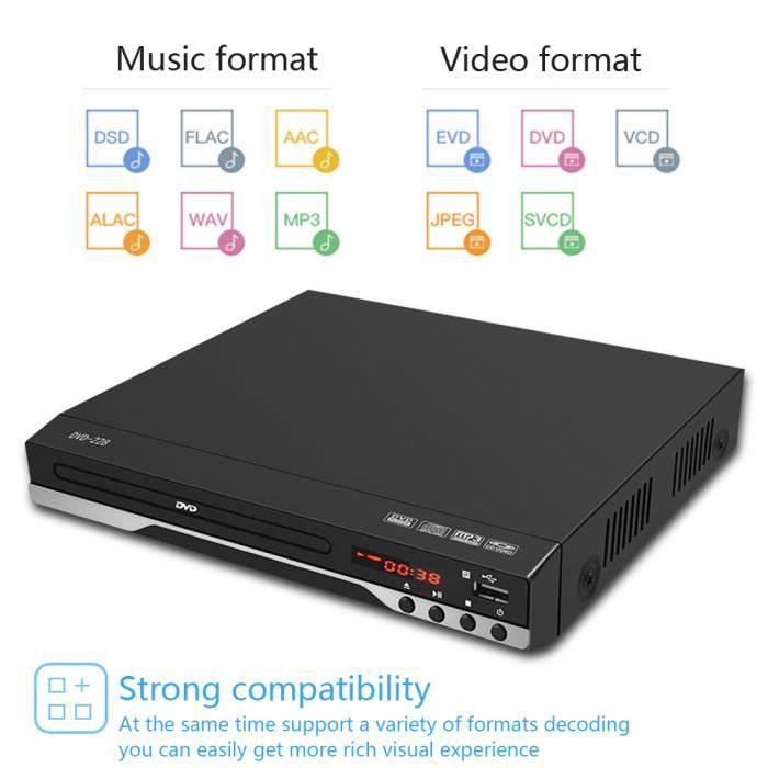 Lecteur HD DVD HDMI Portable EVD CD VCD Lecteur Noir Réglementation Européenne