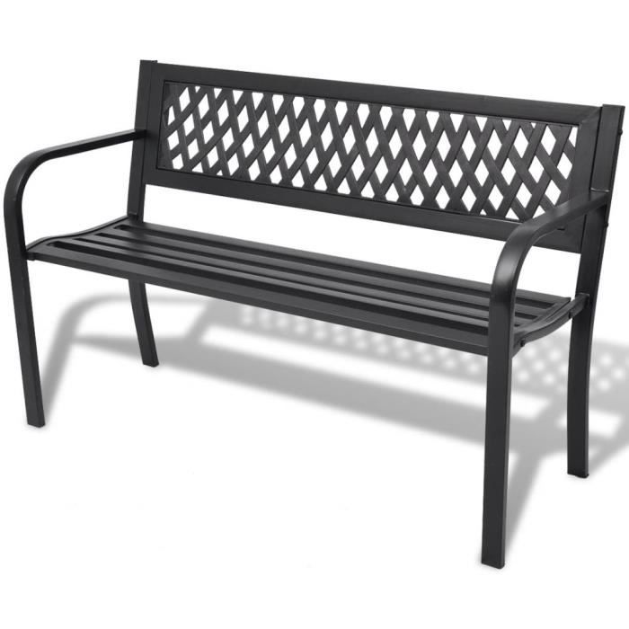 Luxueux Magnifique Banc de jardin terrasse style contemporain 118 cm Acier Noir