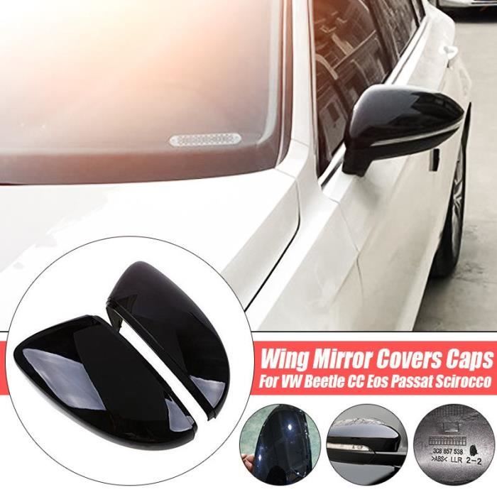 2 pièces pour VW coccinelle CC Eos Passat Scirocco couvercle de rétroviseur rétroviseurs housse noir brillant*YI18062