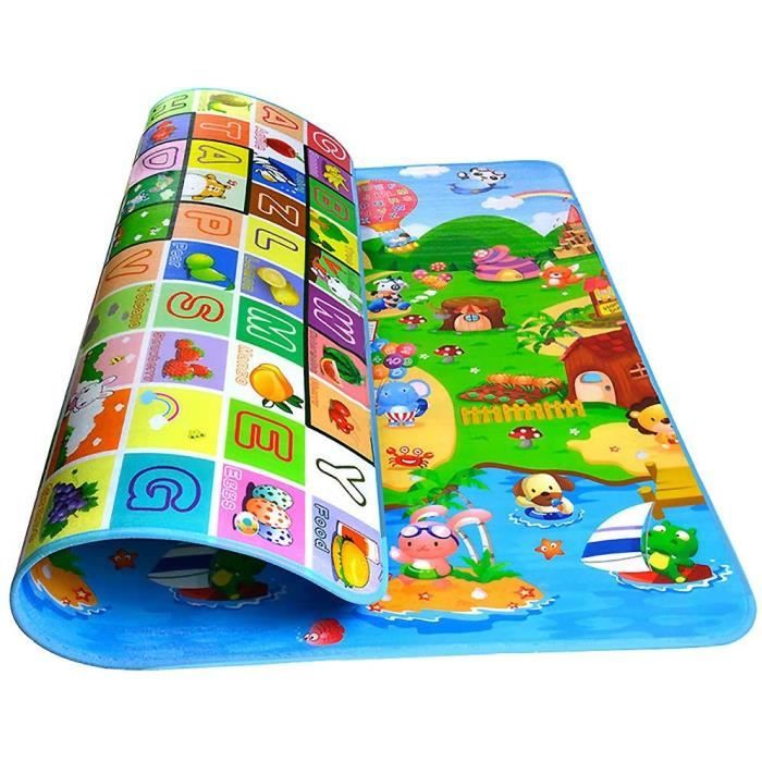 Tapis de Sol Épais en Mousse Bébé,180 * 120CM Tapis de Jeu à Double Face, Tapis Rampant en Mousse Pour Bébé Enfant Bas Age Motif