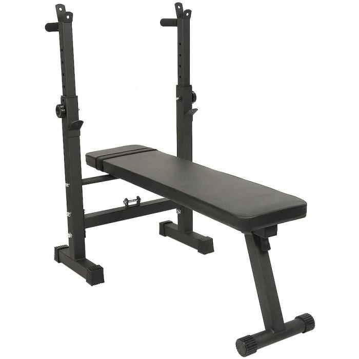 BANC DE MUSCULATION Vendeur pro Banc Musculation Pliable, Banc de Musculation avec Support de Barres,Capacité de Charge 2327
