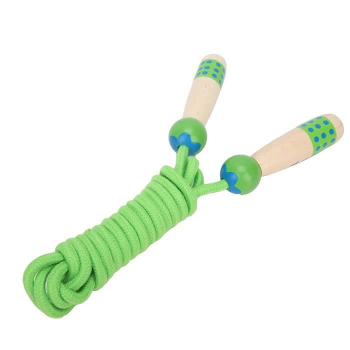 Tbest corde à sauter d'exercice Corde à sauter en bois Fitness enfants étudiant cordes à sauter jouet extérieur 3 mètres