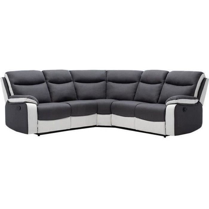 Canapé d'angle 6 places Blanc Tissu Contemporain Relax