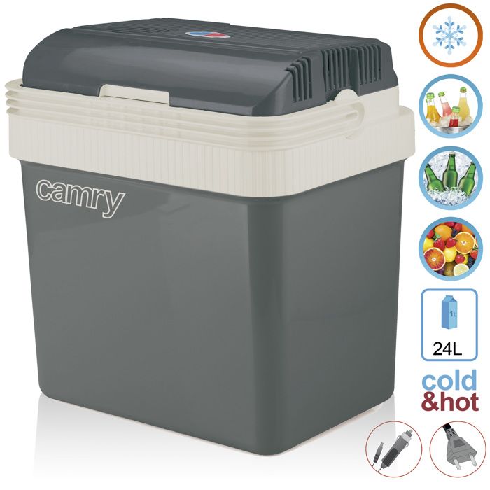 Glacière électrique 24 litres 12V / 230V Voiture et Camping Camry CR8065 Gris 31551