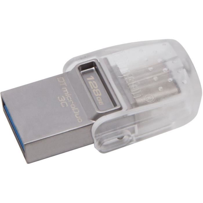 KINGSTON - DataTraveler microDuo 3C - Clé USB - 128Go - USB 3.0/3.1 et Type-C