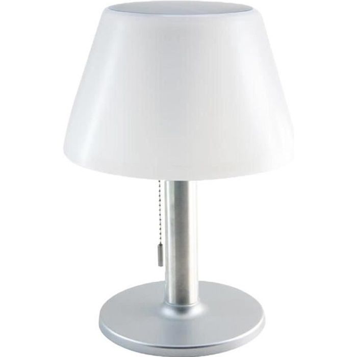 Lampe de table solaire pied en aluminium LED blanc dimmable LENNY H28cm avec interrupteur
