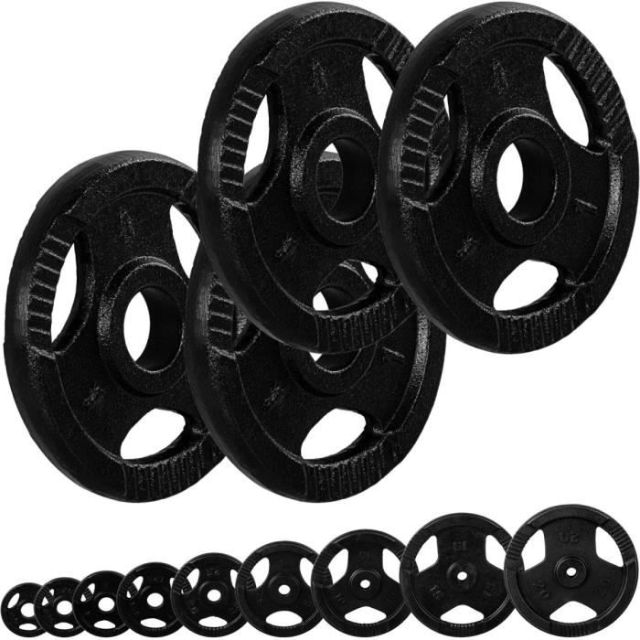 MOVIT® Poids en fonte grip - Lot 4x1,0 kg - diamètre d'alésage 31 mm – noir