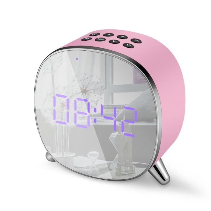Haut-parleur Bluetooth Réveil LED Altavoz à surface miroir Lecteur de musique en plein air avec haut-parleur sans fil portable AUX T