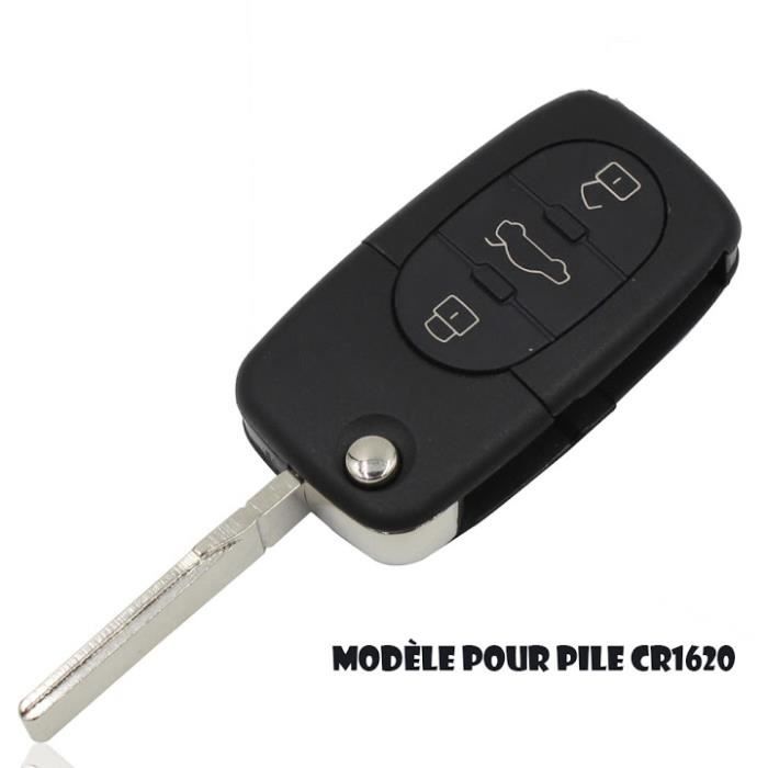 Cle plip pour audi a2 a3 a4 a6 a8 tt s3 s4 a1 a5 q7 3 boutons coque pour pile cr1620 telecommande @pro-plip